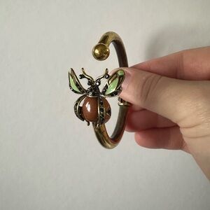 Vintage Bee Charm Brass Cuff Bracelet